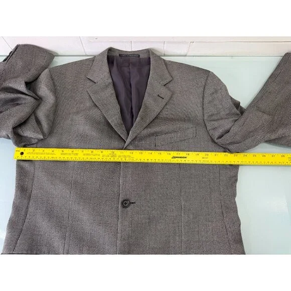 Ermenegildo Zegna Soft Knit Blazer 56L Silk Wool 3 Button Ventless Black White